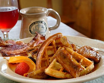 Banana Fosters over waffles