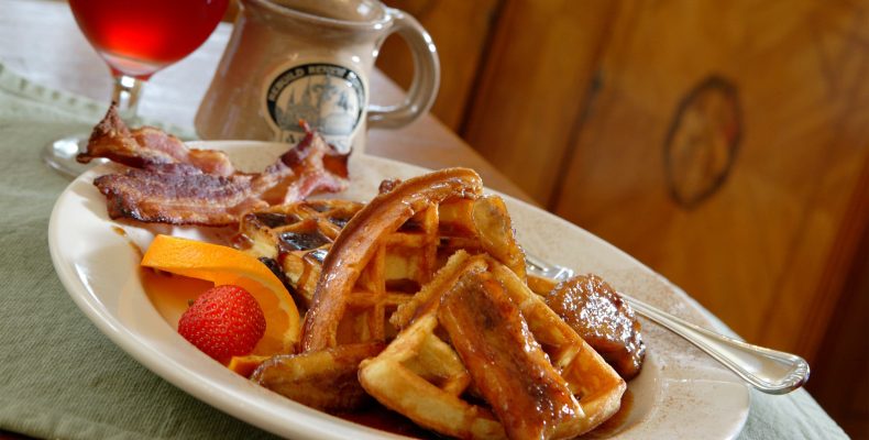 Waffles with Banana Fosters